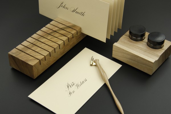 Calligraphy set made of walnut wood